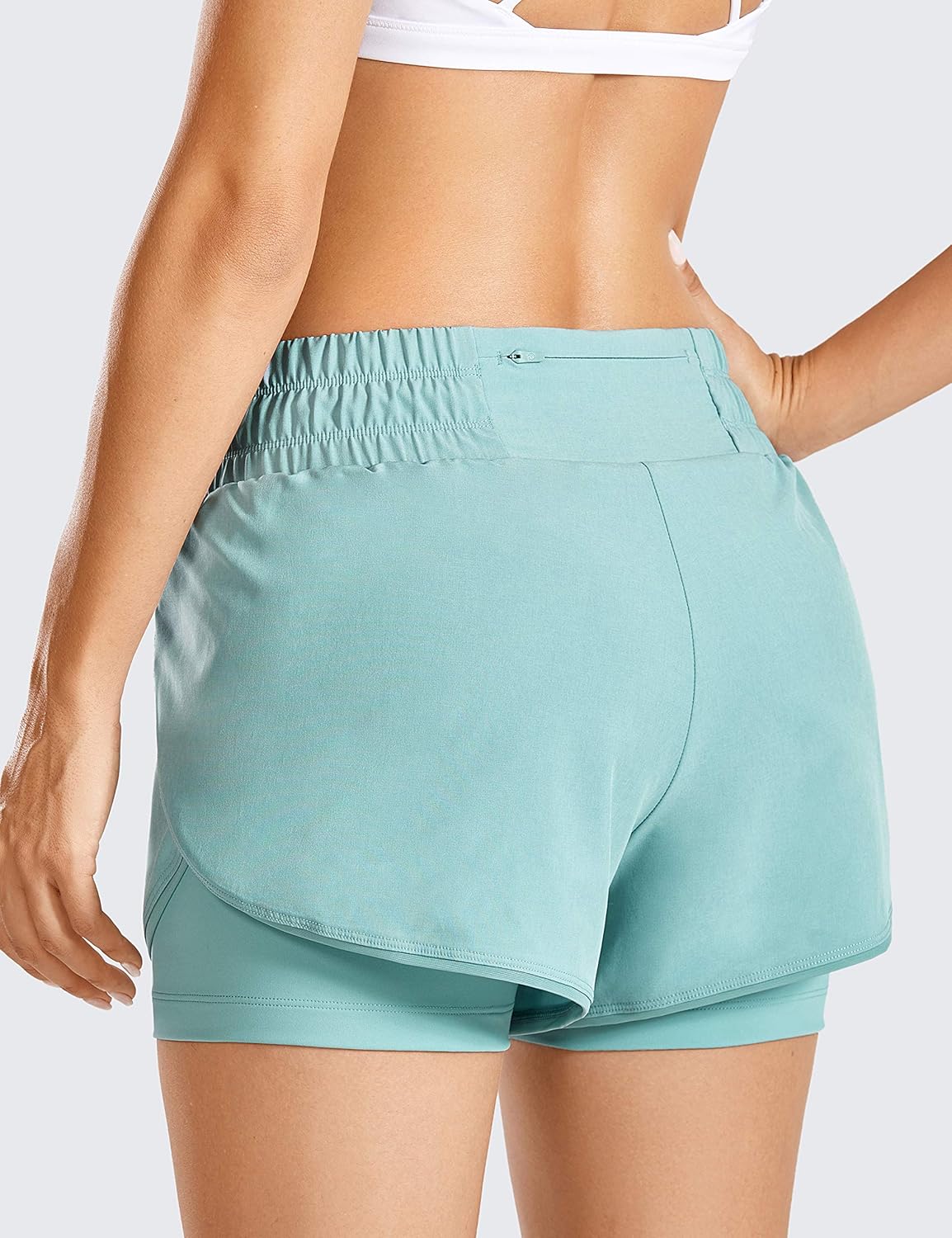 CRZ YOGA Workout Running Shorts Women with Liner 2 in 1 Athletic Sports Shorts with Zip Pocket- 3 inches: Clothing