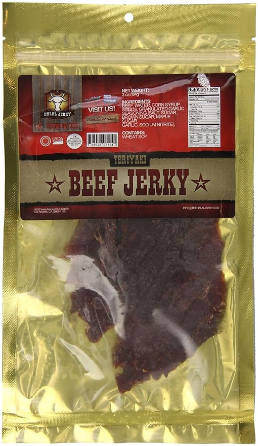Halal Jerky Teriyaki Beef Jerky, 3 Ounce