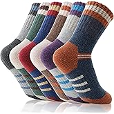 EBMORE Kids Merino Wool Hiking Socks Thermal Winter Warm Thick Boys Toddlers Girls Cushion Crew Socks 6 Pairs