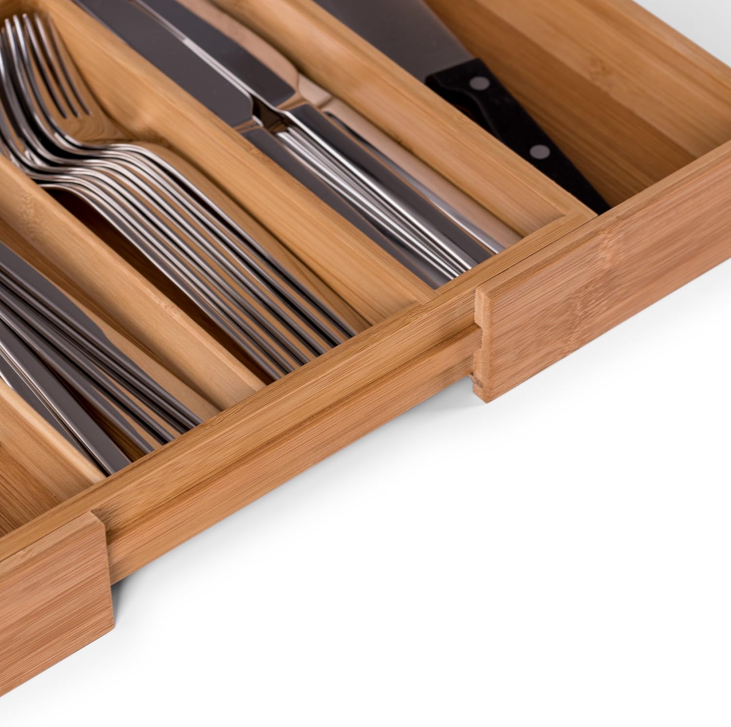 Blumtal Bamboo Cutlery Organiser - Extendable Cutlery Tray for Drawer - Cutlery Trays with Adjustable Size: 7 to 9 Segments - Image 5
