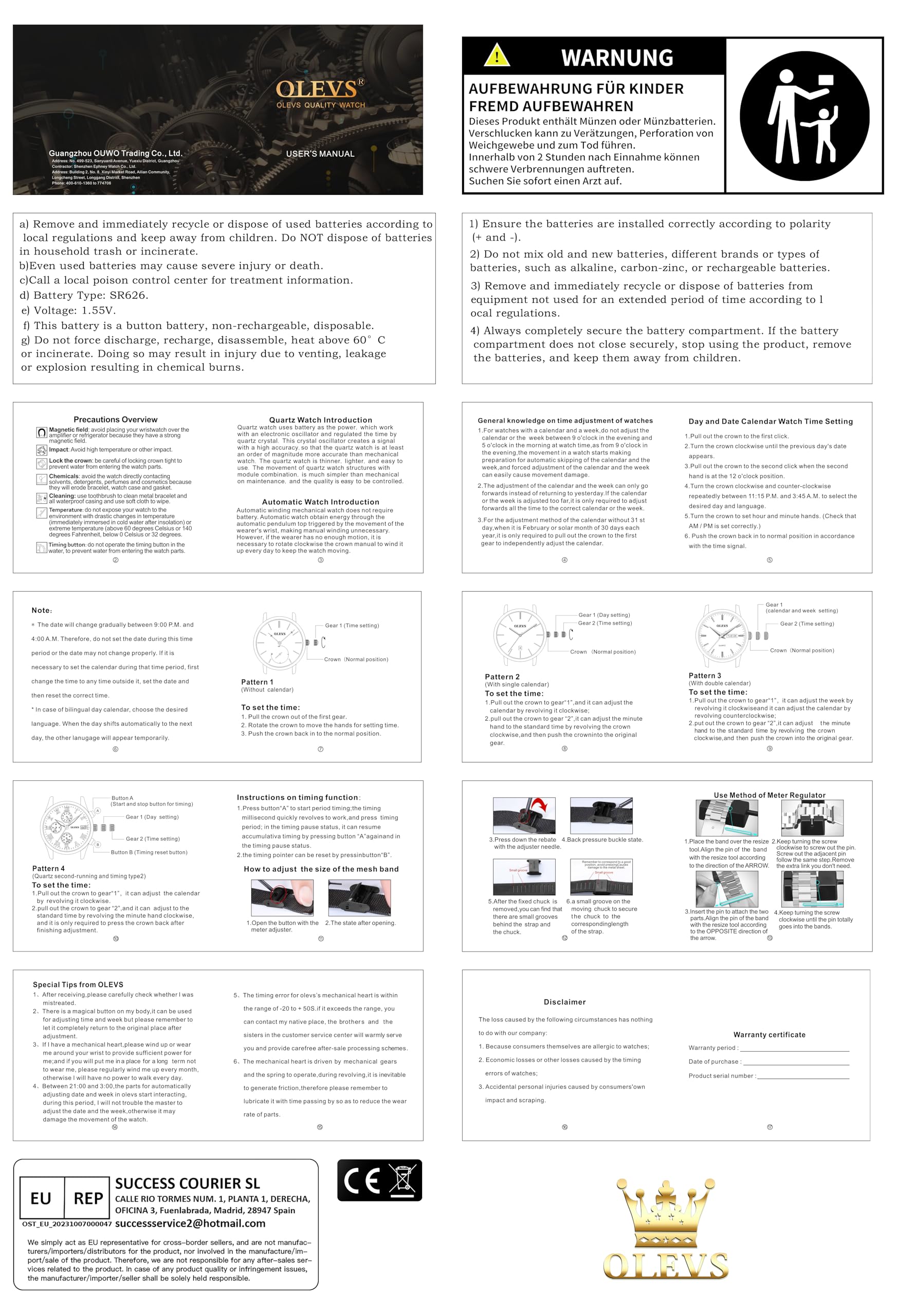 OLEVS Watches Men's Business Dress Analogue Digital Quartz Stainless Steel Waterproof Luminous Date Luxury Watch Men's Gift