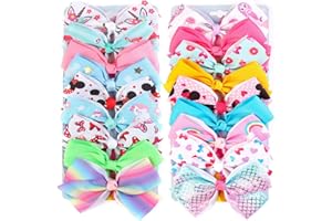 Eyegla Hair Bows For Girls 5 Inch Bow Hair Clips Girl Hair Bows For Hair Grosgrain Ribbon Hair Accessories Pack of 18 Color