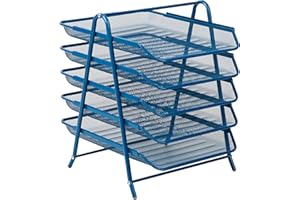 Mind Reader 5-Tier Paper Tray, Desktop Organizer, File Storage, Office, Metal Mesh, 29.8L x 35.6W x 38.1H cm, Turquoise