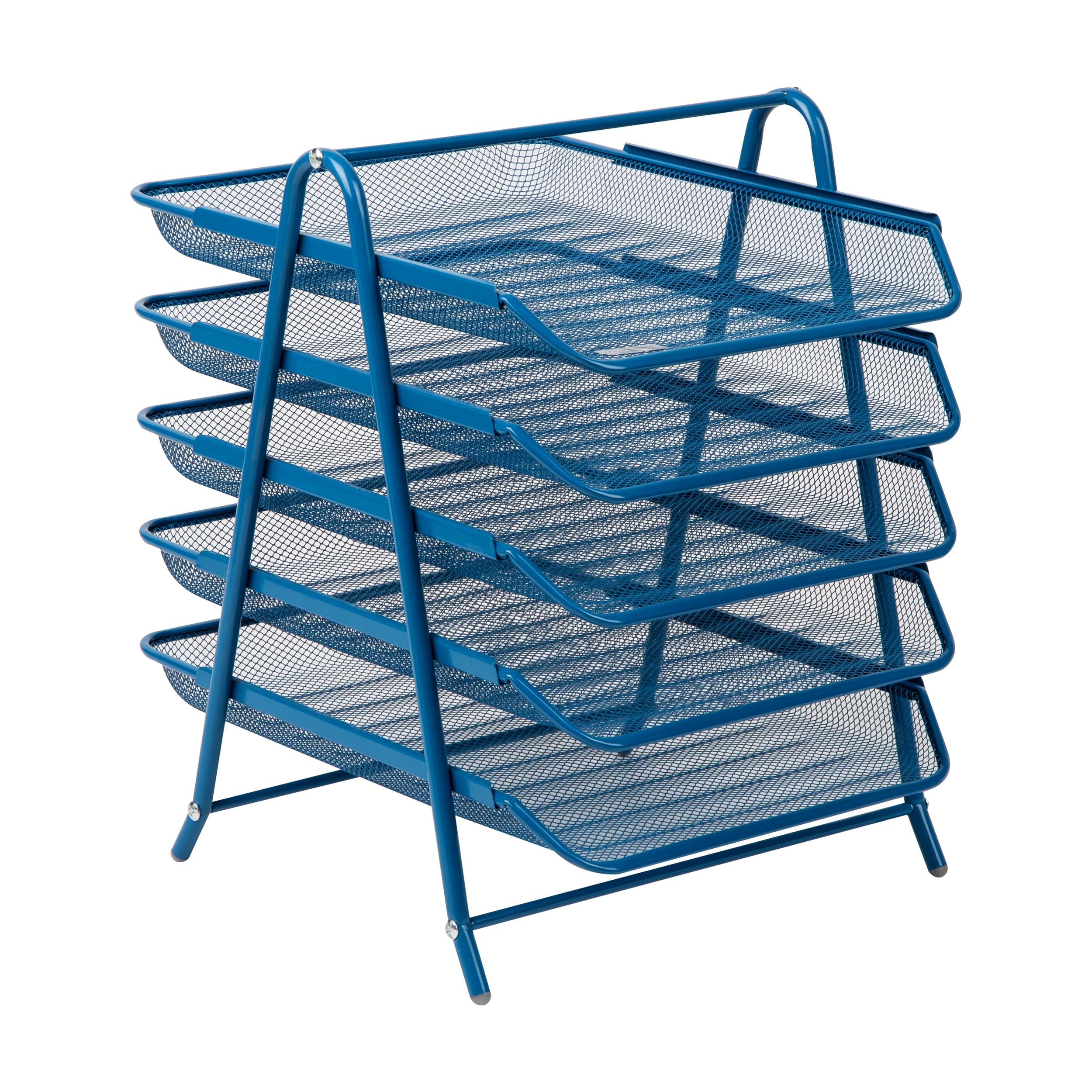 Mind Reader Paper Tray, Metal, Turquoise, 5 Tier