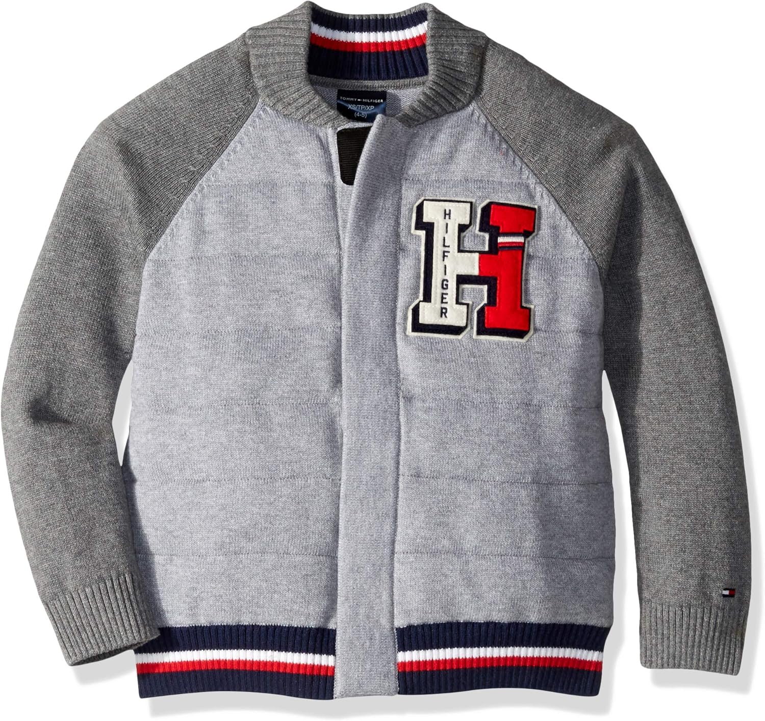 Tommy Hilfiger Boys' Adaptive Baseball Sweater with Magnetic Buttons at Front: Clothing