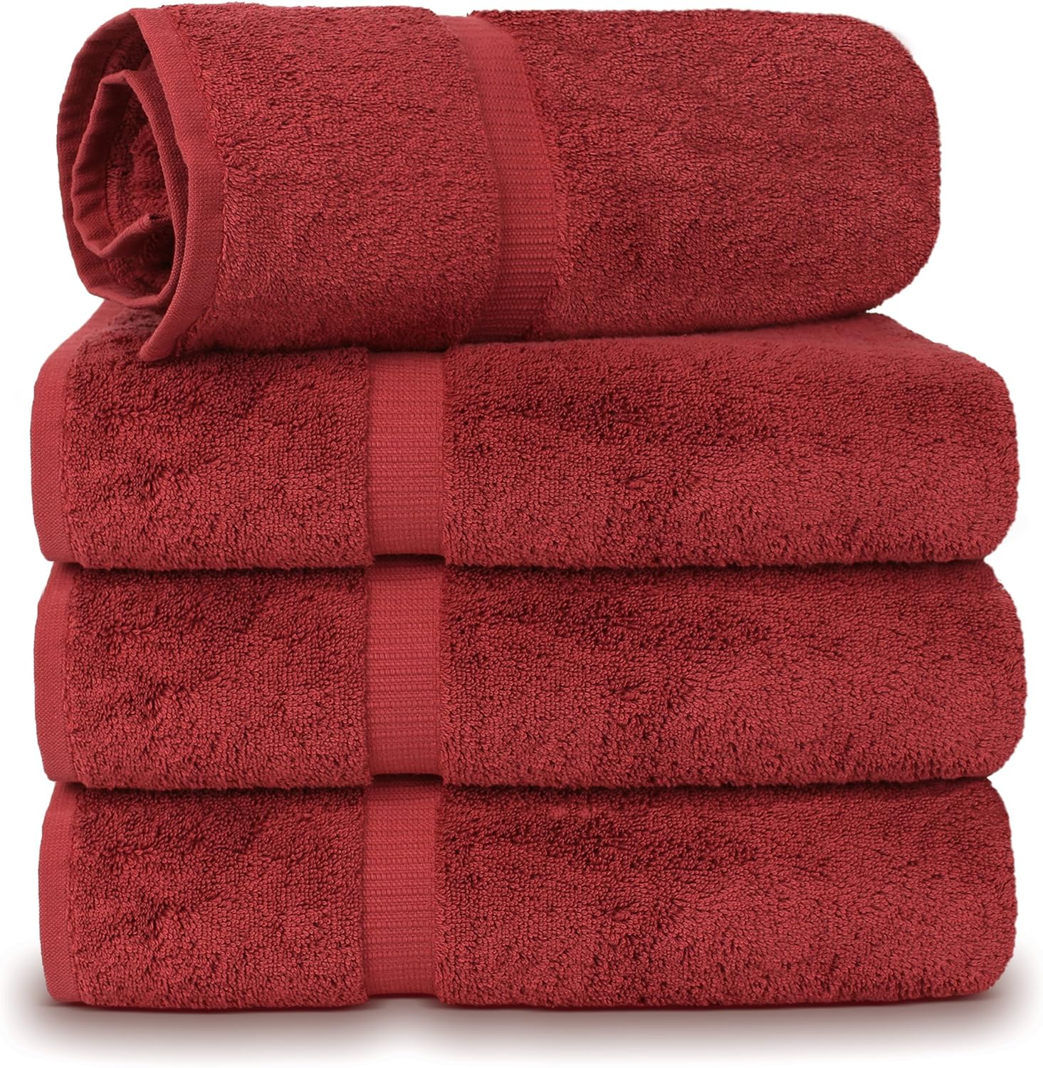 TURKUOISE TURKISH TOWEL % 100 Turkish Cotton Luxury and Super Soft Towels (Bath Towel 4PK, Cranberry)