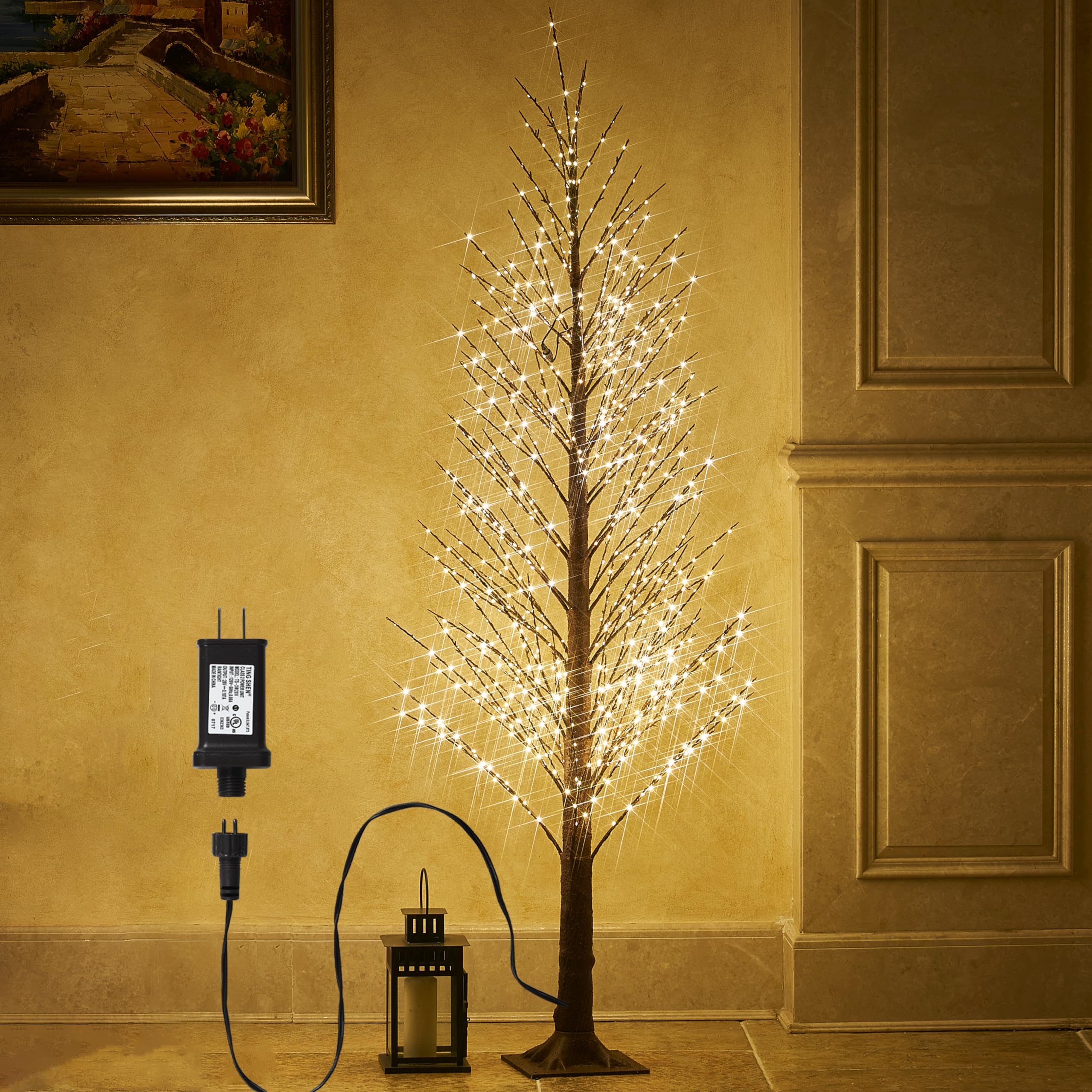 Photo 1 of Fudios Lighted Alpine Tree Brown Willow 6FT 810 LED Fairy Lights,Artificial Winter Twig Trees Plug in for Christmas Indoor Outdoor Home Decoration