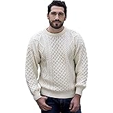 Aran Crafts Irish Soft Cable Knitted Crew Neck Unisex Sweater (100% Pure New Wool)