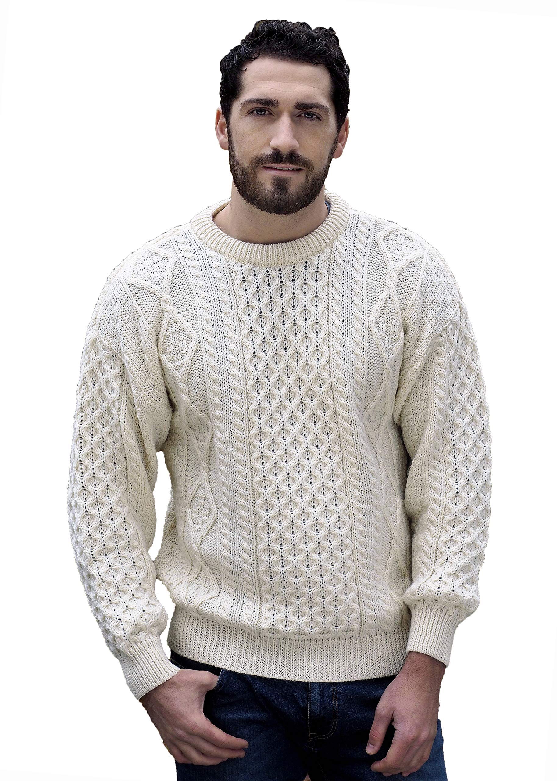 Aran Wool Crew Neck Sweater