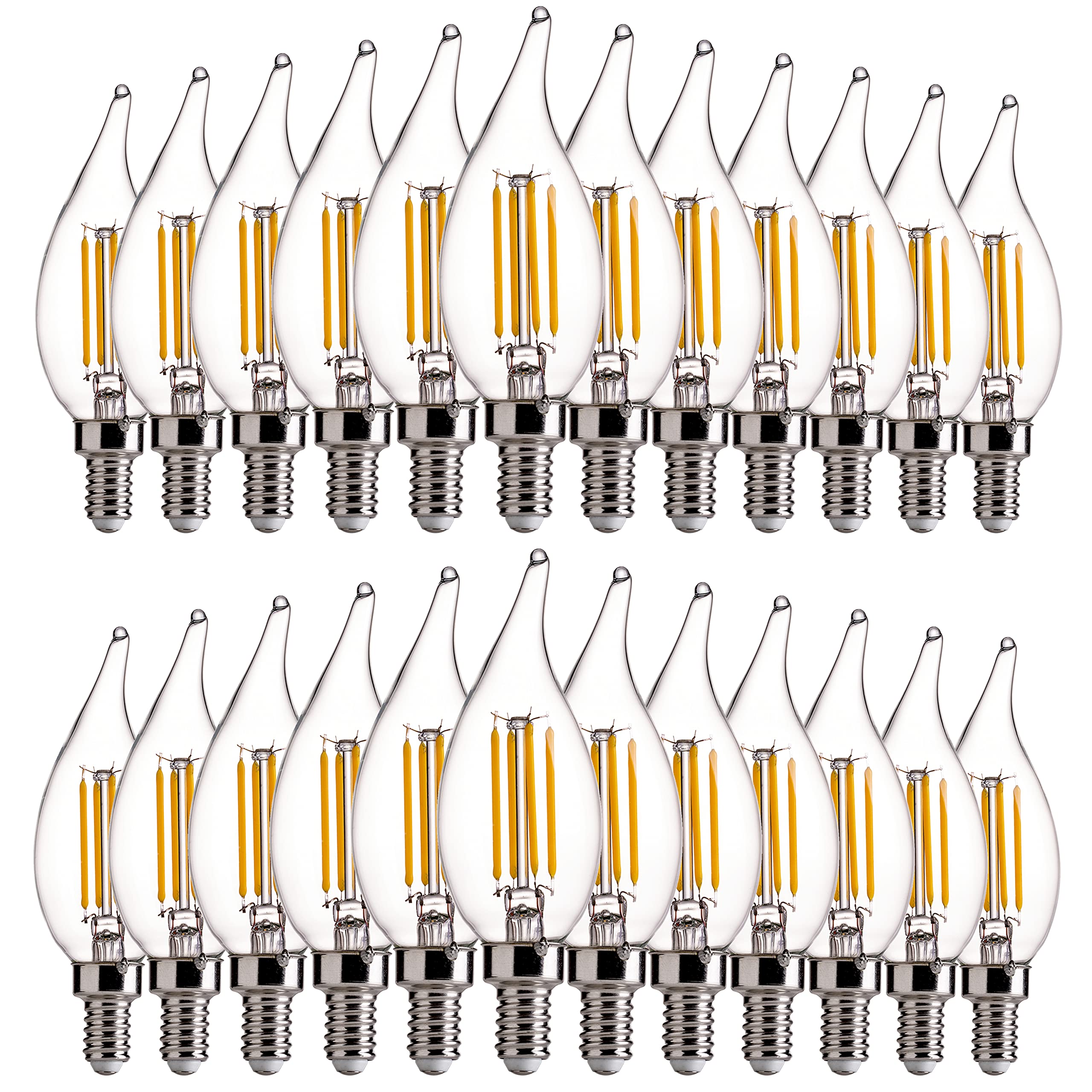 Photo 1 of FLSNT Dimmable LED Candelabra Bulbs 40W Equivalent, E12 Base LED Chandelier Light Bulbs, 2700K Soft White, 24 Pack