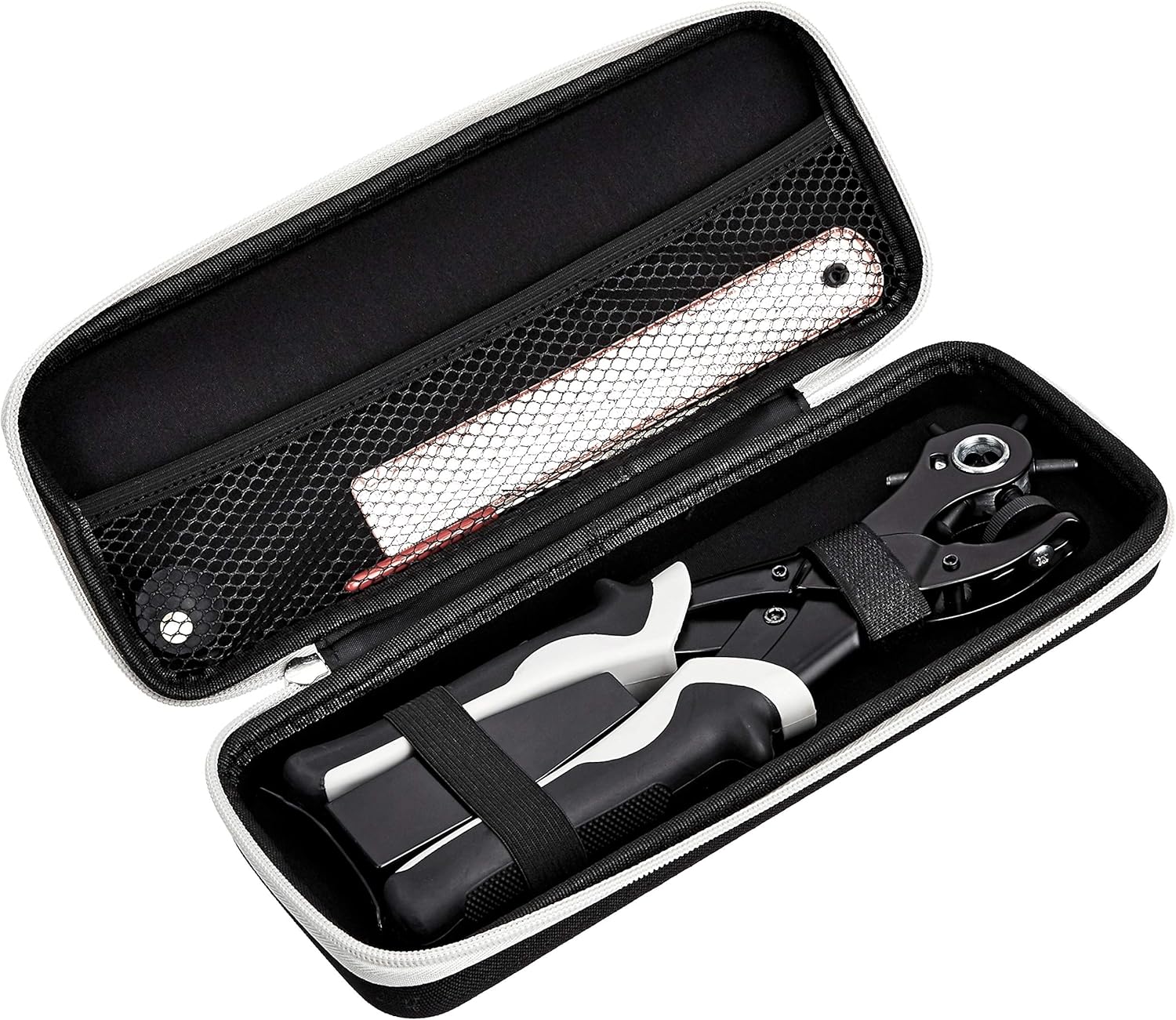 AmazonBasics Leather Hole Punch Set with case, Heavy Duty Rotary