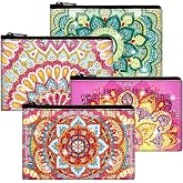 4 Pcs 5D Diamond Painting Makeup Bags DIY Craft Kits with Zipper, Mandala | Craft for Adults, Pen Tray Glue Drills Included, 4.7 x 7.1 In, Travel Pouch for Women, Stores Toiletries Gadgets Small Items