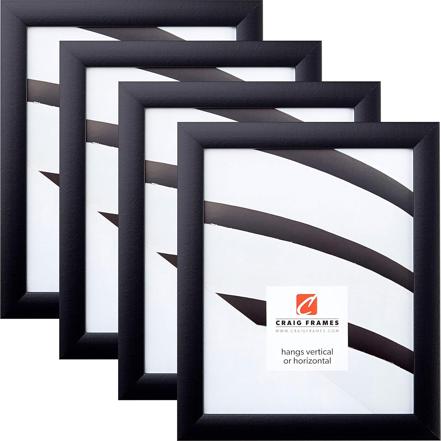 Craig Frames 1WB3BK 12 x 16 Inch Picture Frame, Black, Set of 4