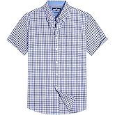 Alimens & Gentle Mens Plaid Short Sleeve Button Down Shirts Cotton Regular Fit Casual Gingham Shirts