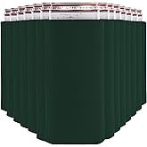 Slim Can Cooler Sleeves (14-Pack) Soft Slim Can Koolie for White Claw Seltzer & Slim Beer - HTV Blanks for Vinyl Projects - Skinny Can Koolies Bulk - Tall Can Coolies for Slim Cans (Forest Green)