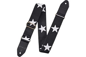 Nefelibata Guitar Strap Cotton with Thicked First Layer Vegetable Tanned Cowhide Leather Ends for Acoustic, Bass, Electric, G