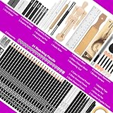 HIFORNY 70 Pcs Drawing Set Sketch Kit with 3-Color Sketchbook and Pencils view 2