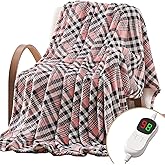 HomeMate Electric Blanket Heated Full Size - 72“x84“ Ultra Soft Cozy Flannel Heating Blanket with 10 Fast Heat Levels 8 Hours Auto Off Over-Heated Protection ETL Certification Keep Warm in Home Office
