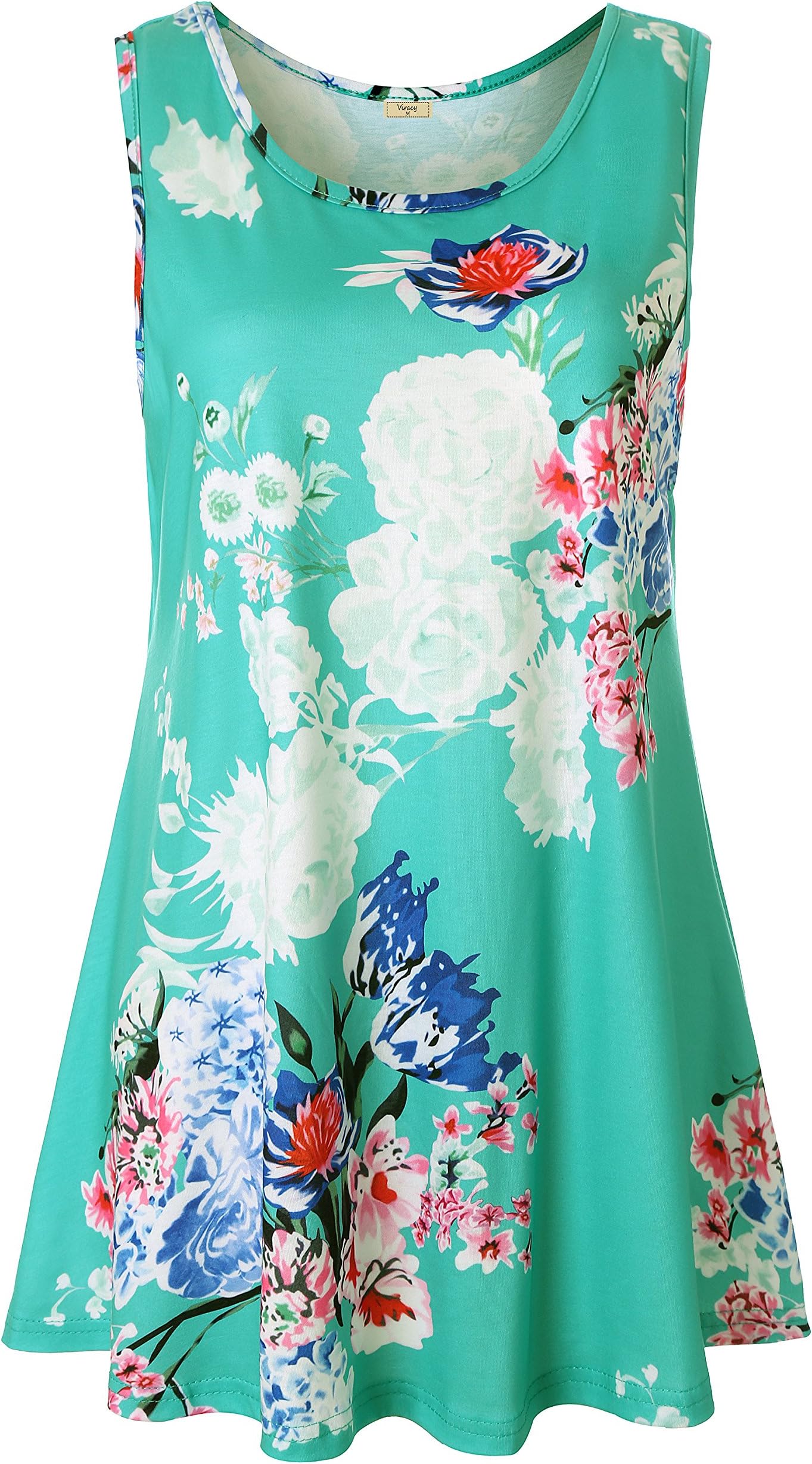 Viracy Women's Summer Casual Sleeveless Swing Tunic Floral Tank Top