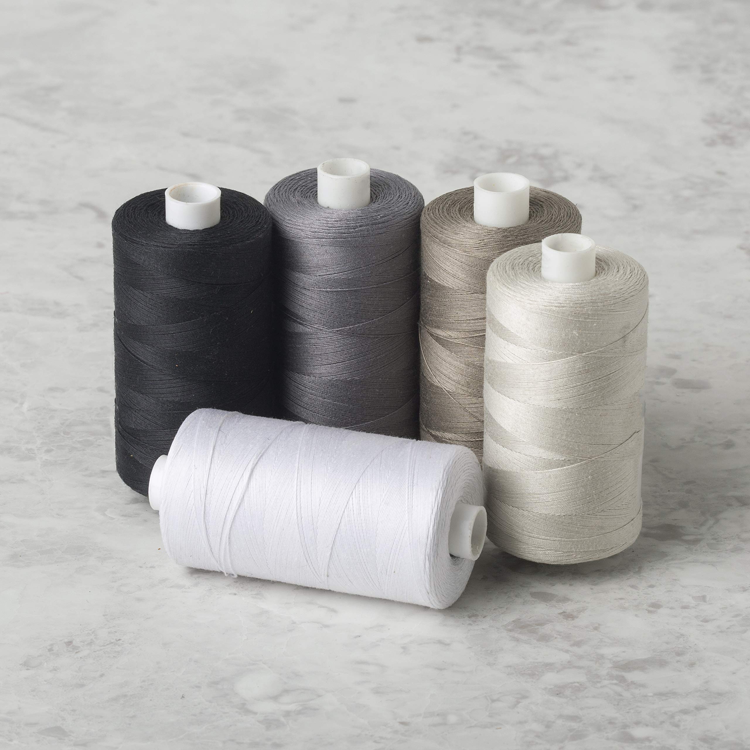Connecting Threads 100% Cotton Thread Sets - 1200 Yard Spools (Set of 5 - Salt & Pepper)