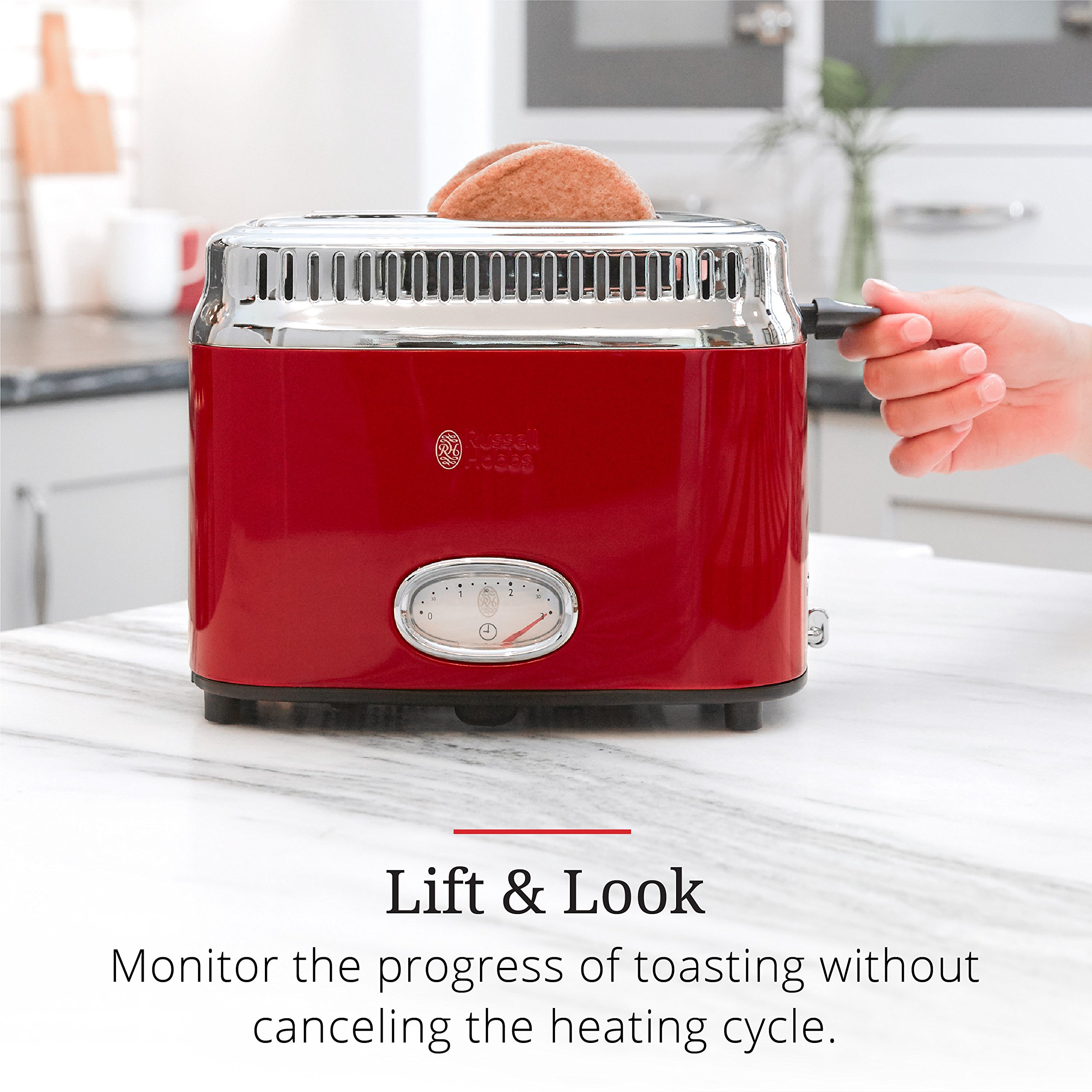 Russell Hobbs 2Slice Retro Style Toaster, Red Stainless Steel