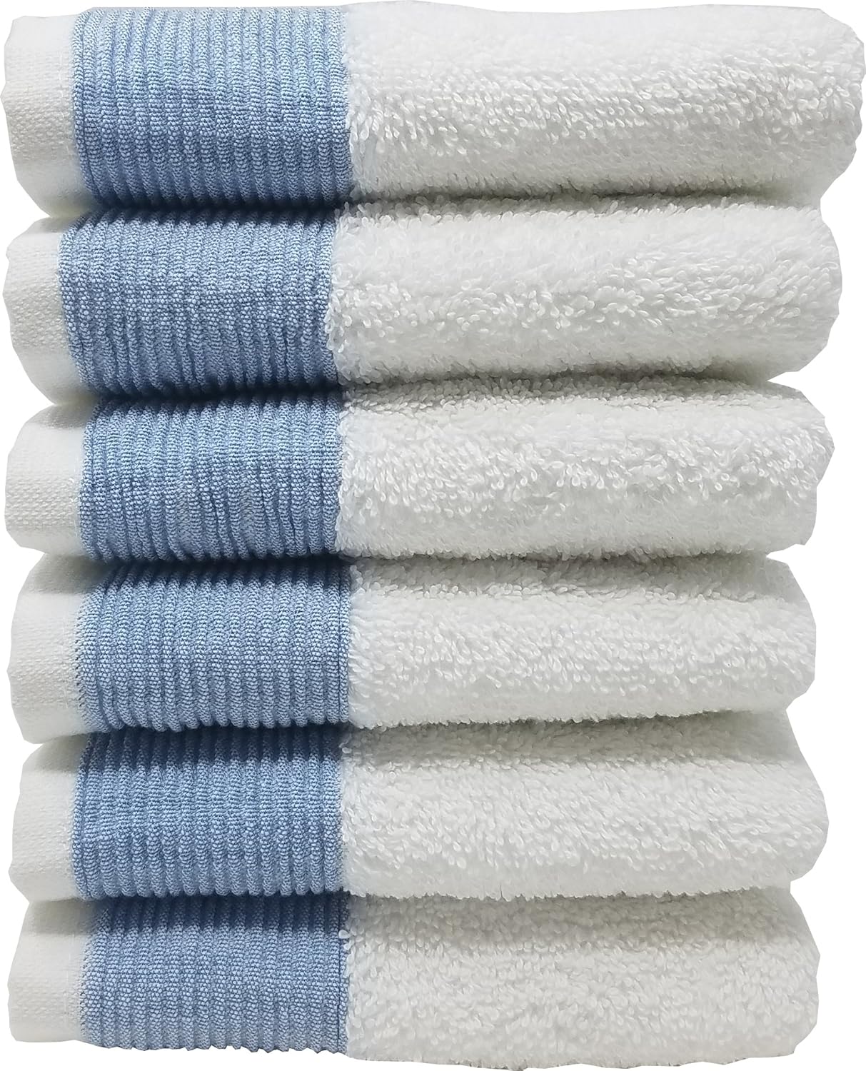 LUNASIDUS Venice 100-percent Luxury Turkish Combed Cotton Jacquard 6-Piece Washcloths (Sky Blue)