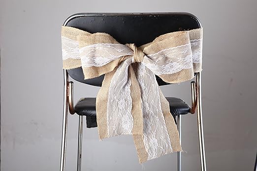 Amazon Com Burlap Chair Sashes With Lace Shabby Chic Rustic