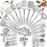 HOME HERO Stainless Steel Kitchen Utensil Set - 29 Cooking Utensils - Nonstick Kitchen Utensils Cookware Set with Spatula - B