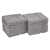 Amazon Basics GOTS Certified Organic Cotton Washcloths - 12-Pack, Stone Gray