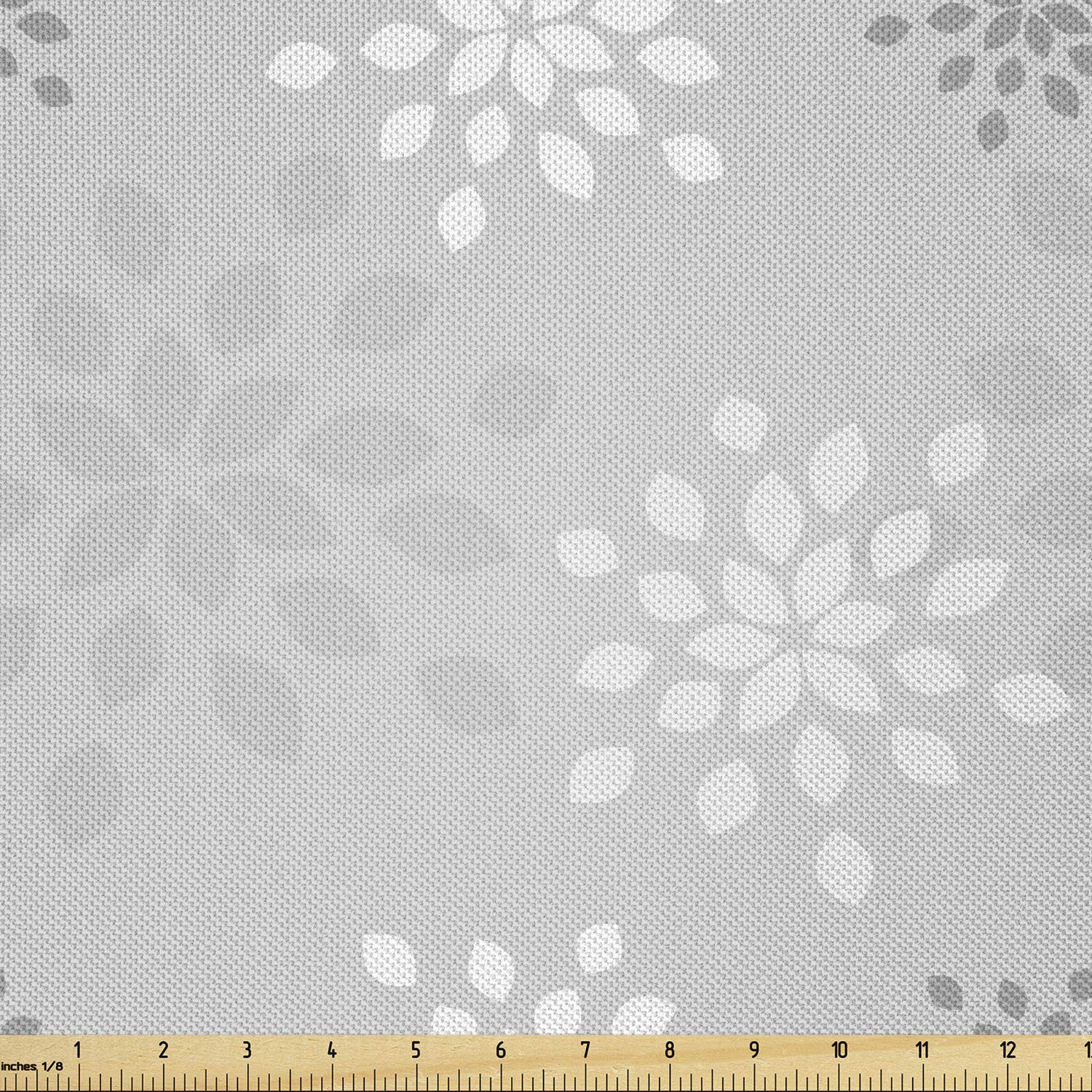 Lunarable Floral Fabric by The Yard, Flower Motifs with Soft Colors Japanese Type Vintage Patterns Graphic Print, Decorative Satin Fabric for Home Textiles and Crafts, 1 Yard, Grey Ivory