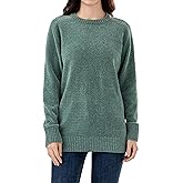 Simple&Opulence Women's Chenille Sweater Crewneck Long Sleeve Pullover Ribbed Cuff Hem Round Neck Jumper Tops