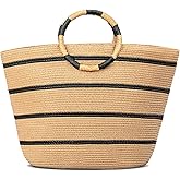 TOFUNTOY Beach Bags for Women Straw Tote Bag Summer Beach Bag Large Woven Straw Tote for Vacation Holiday