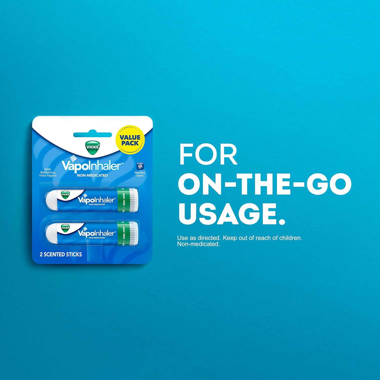 Vicks Vapoinhaler Portable Nasal Inhaler, 2 Count - Non-Medicated Vapors to Breathe Easy: Health & Personal Care