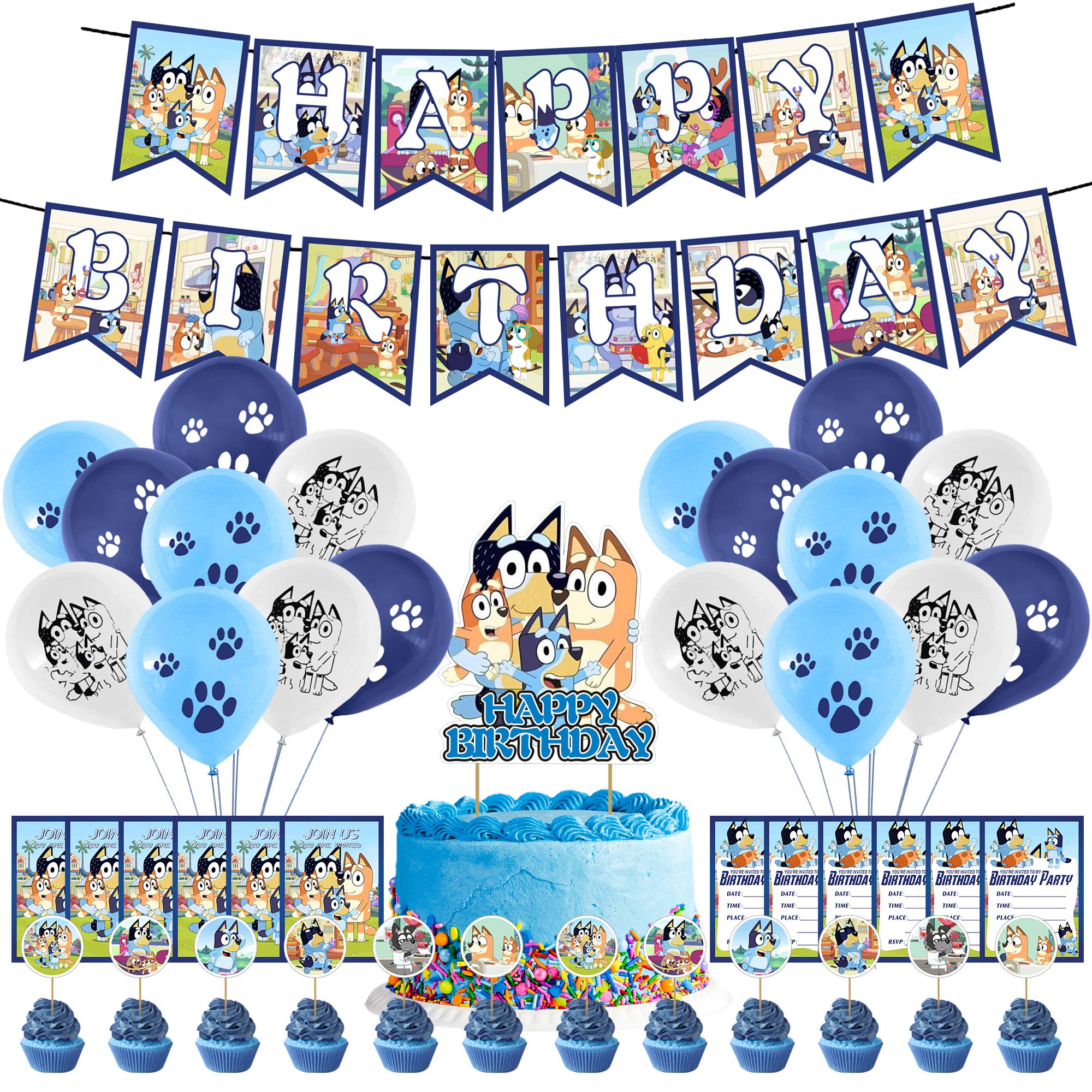 Buy Sheepdog Bluey and Bingo Themed Party Decoration,Blue Dog Themed ...