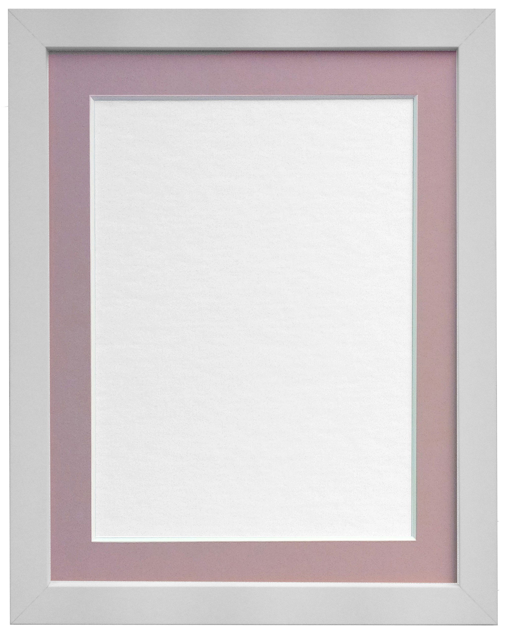 FRAMES BY POST 25mm White Picture Photo Frame with Pink Mount 20" x 16" For Pic Size 16" x 12" (Plastic Glass)