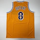 Facsimile Autographed Kobe Bryant #8 Los Angeles LA Yellow Reprint Laser Auto Basketball Jersey Size Men's XL