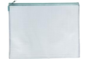Avery Elle Zippered Vinyl Mesh Pouch-Aqua-Large