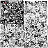 200Pcs Goth Stickers Pack, Black and White Sticker, Cool Skull Stickers for Adults Mens Teens Girls, Waterproof Vinyl Horror Decals for Water Bottle Laptop Luggage Journal Scrapbooking