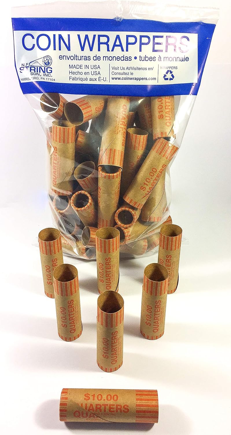 Crimped Quarter Coin Wrappers 36 Count Coin Roll