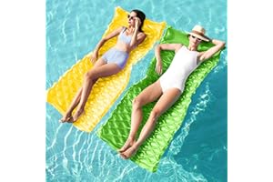 SLOOSH Inflatable Pool Floats Raft,Floating Lounge for Adults,64x32 inch Swimming Mat Pool Mattress with Headrest,2 Pieces Fl