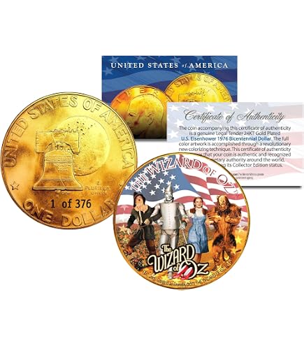 Wizard Of Oz Kansas Quarters 6-Coin Set 24K Gold Plated Officially Licensed
