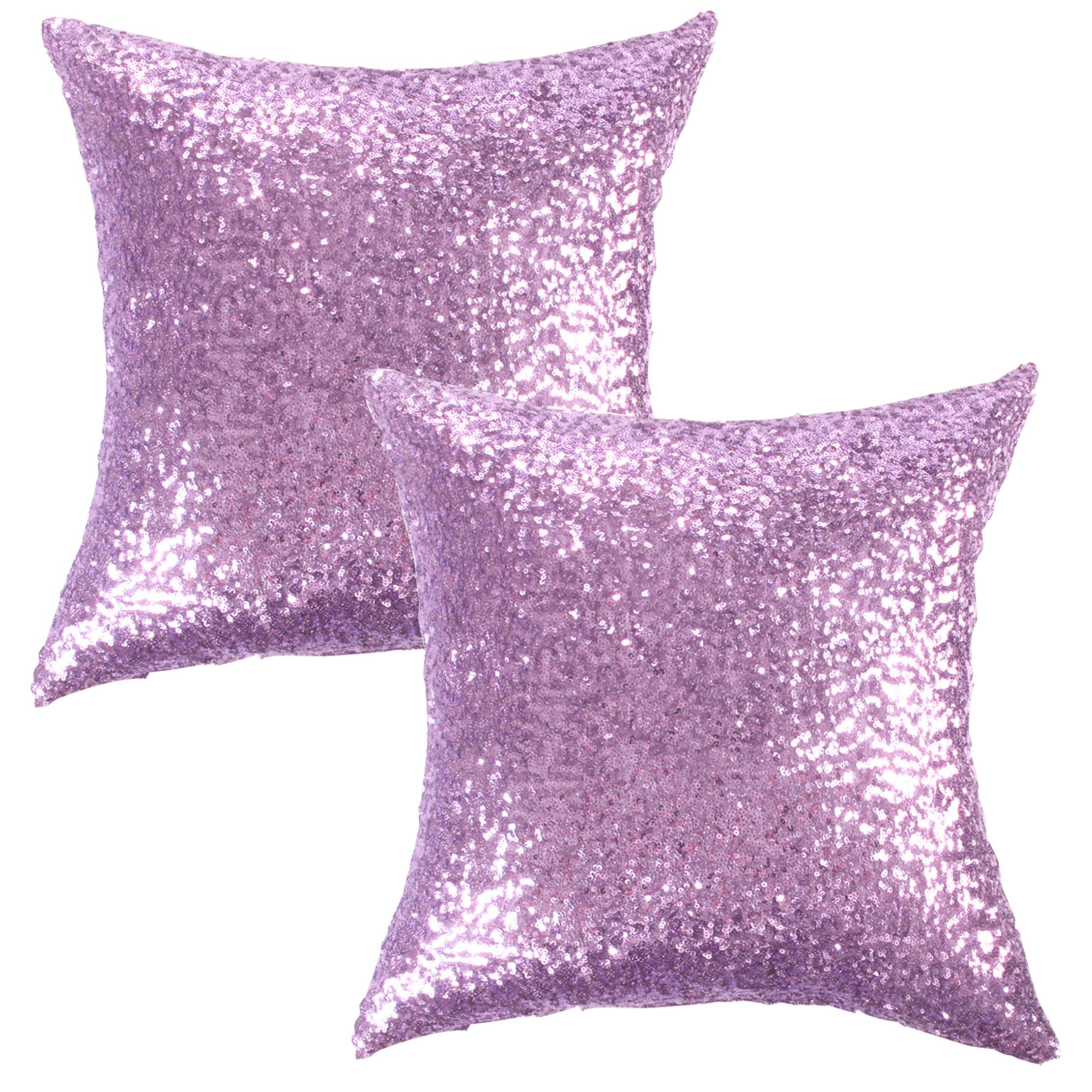 Violet Decorative Glitzy Sequin Pillow Cover