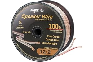 MAXBRITE High Performance 12 Gauge Speaker Wire, Oxygen Free Pure Copper - UL Listed Class 2 (100 Feet Spool)