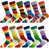 Men's Dress Socks Argyle Black Dress Fun Funny Colorful Novelty Crazy Patterned Sock Cotton Calf Bulk Packs Size 8-12
