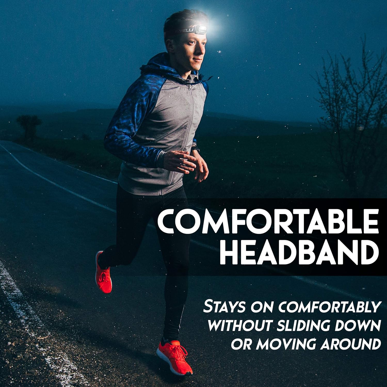 Foxelli Headlamp Flashlight - Super Bright, Lightweight Head Lamp, Comfortable Headband, Perfect for Runners, 3 x AAA Batteries Included: Sports & Outdoors