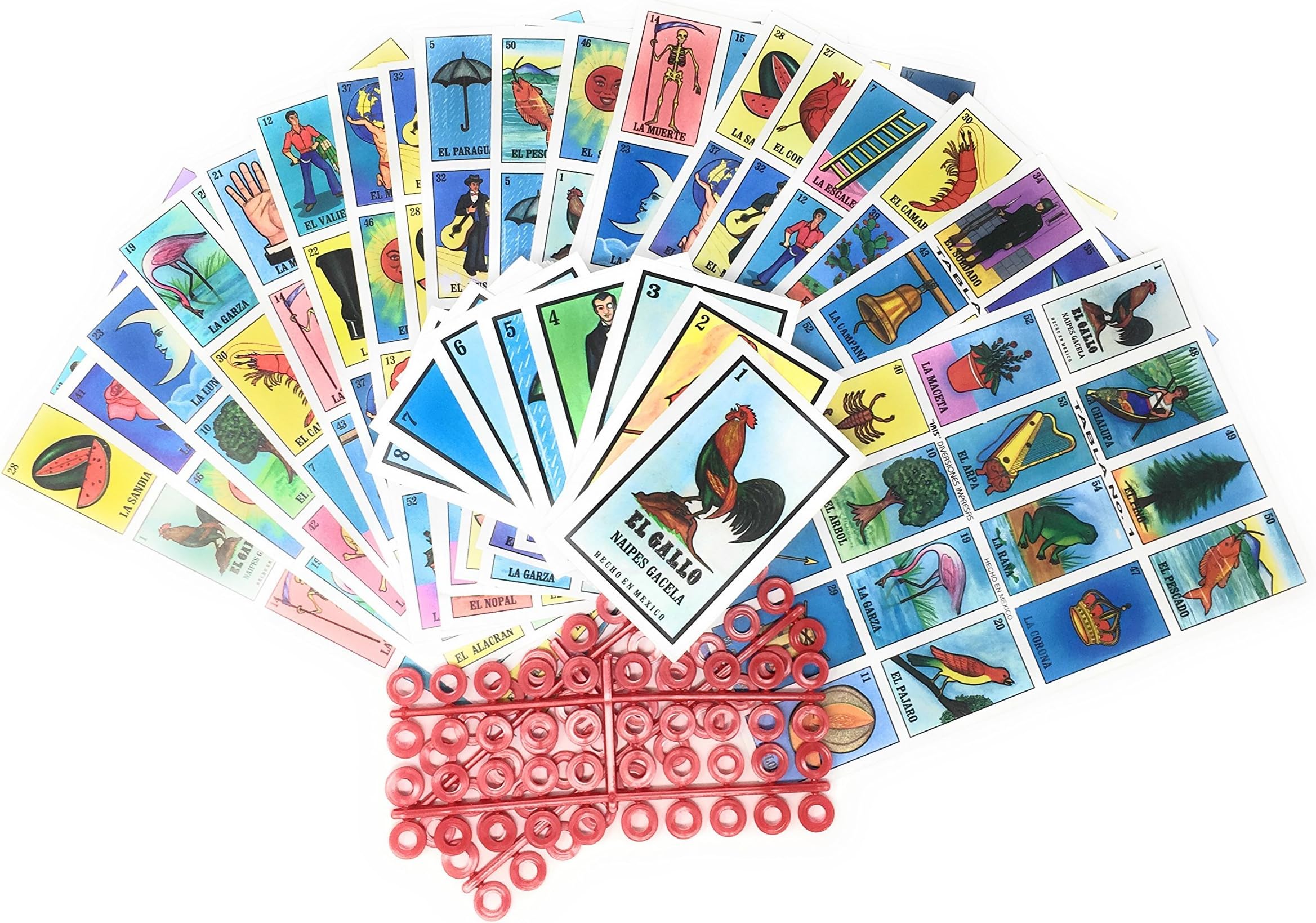 Loteria Mexicana Family Board Game Box with 20 Boards and Snakes and Ladders Game on the Back by Naipes Gacela