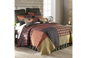 Donna Sharp King Quilt - Woodland Square Cotton Lodge Quilt with Patchwork Pattern - Machine Washable