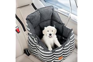 Cvortll Small Dog Car Seats Washable Dog Booster Seat for Car Clip-On Leash and Cushion with Storage Pockets Under 25lbs Portable Travel Pet,Black