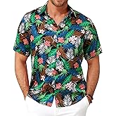 GIANZEN Men’s Hawaiian Shirt Short Sleeve Floral Button Down Casual Beach Vacation Party Shirt