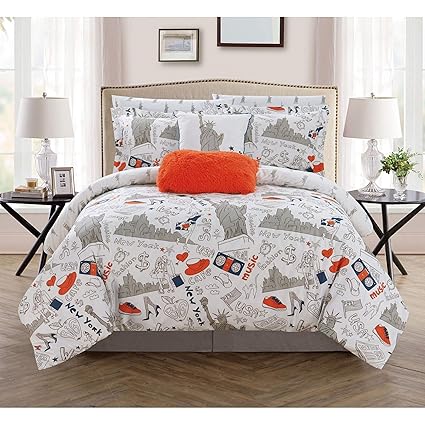 7 Piece Nyc Comforter Twin Set New York City Bedding Statue